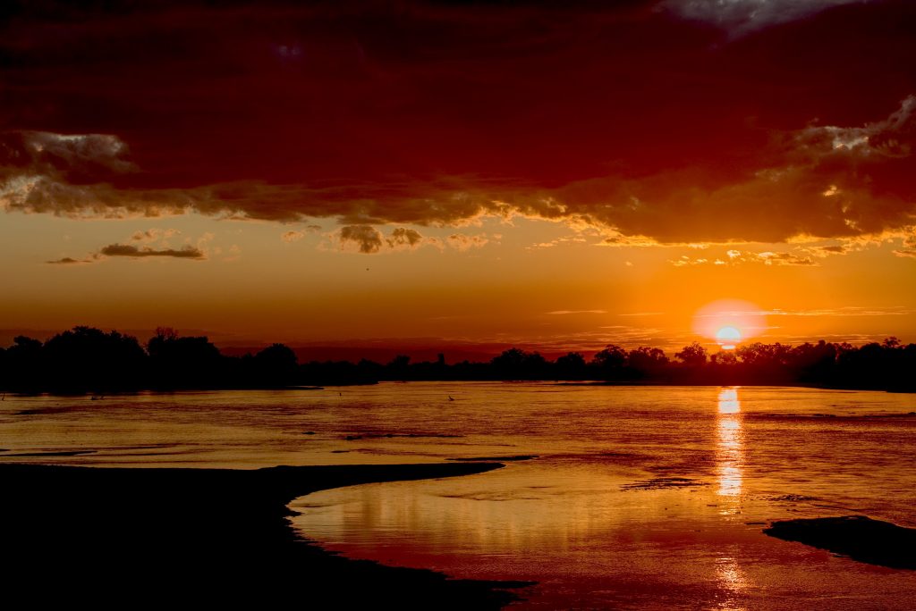 Stunning sunset in South Luangwa National Park in Zambia